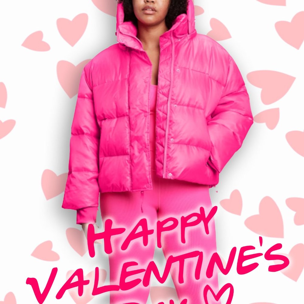 BRILLIANT PINK Relaxed Cropped Puffer Jacket